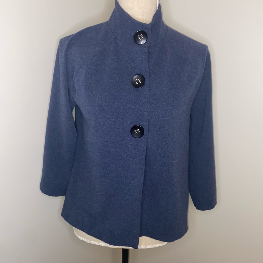 Banana Republic knit button front 3/4 sleeve jacket heather blue size Medium